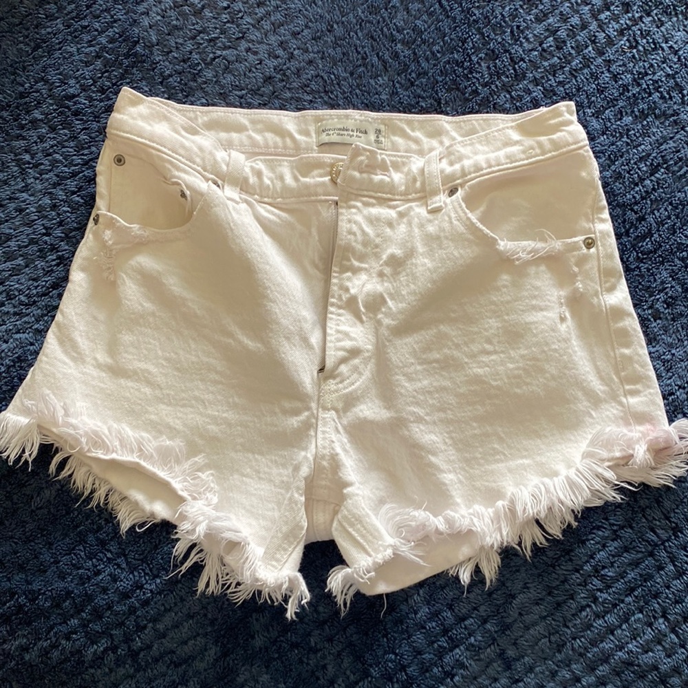 White Jean Shorts- Raw Hem